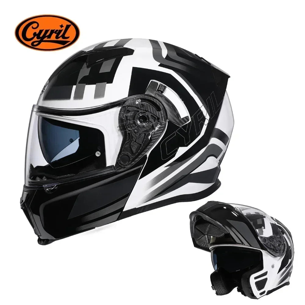 Motorcycle Helmet Dual Visor Modular Flip Up Full Face Helmet for Adult Men Women DOT Approved Casco Moto CYRIL AH121