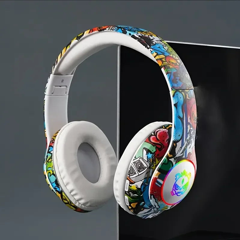Graffiti LED Light Bluetooth Headsets Game Doodle Wireless Headphones Earphones Mic For Kids Boy Girl Gifts Support TF Card