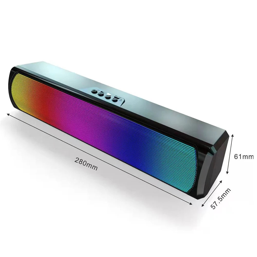Portable Computer Sound Bar Speakers RGB Bluetooth-Compatible 5.0 Soundbar Stereo Subwoofer PC Sound Bar Loudspeaker for Desktop