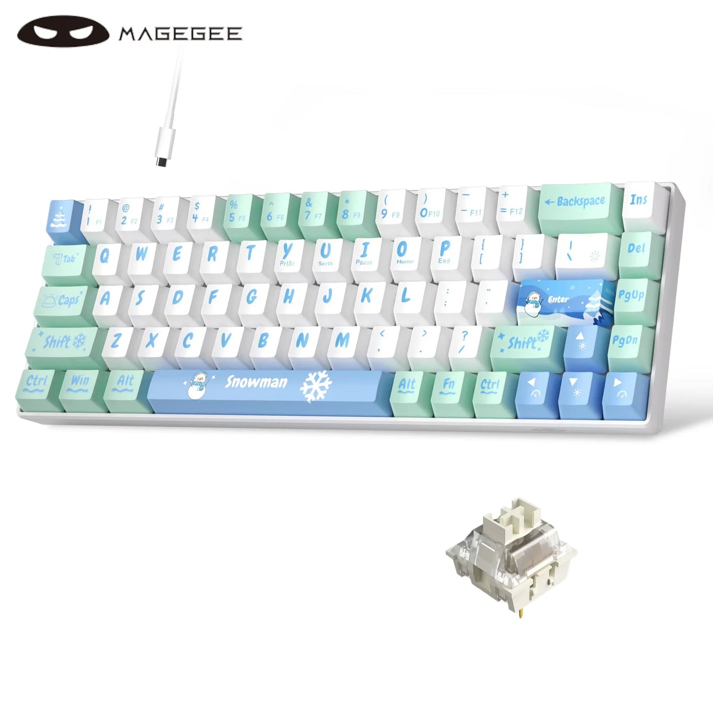 MageGee Portable 60% Mechanical Gaming Keyboard, MK-Box LED Backlit Compact 68 Keys Mini Wired Office Keyboard for Windows PC