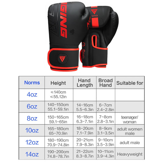 4/6/8/10/12/14Oz Kids Adult Boxing Gloves Breathable Professional Sanda Muay Thai Fighting Gloves PU Workout Gloves