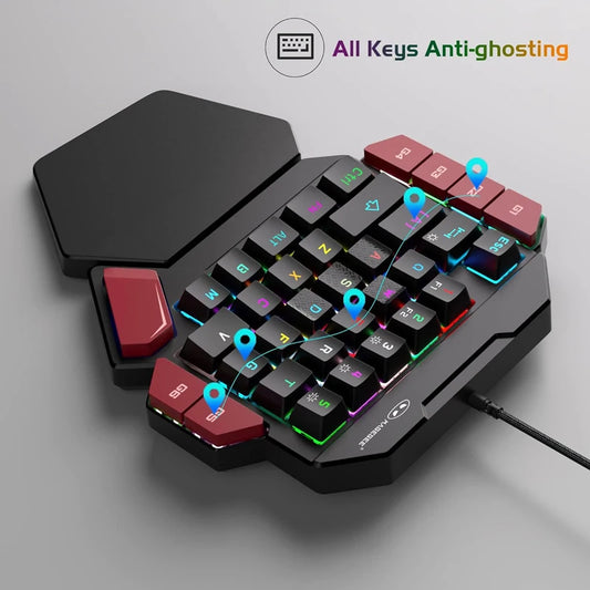 MageGee One-Handed Mini Mechanical Gaming Keyboard – 35 Keys, Hot-Swappable, Backlit, Wired for PC Laptop Desktop