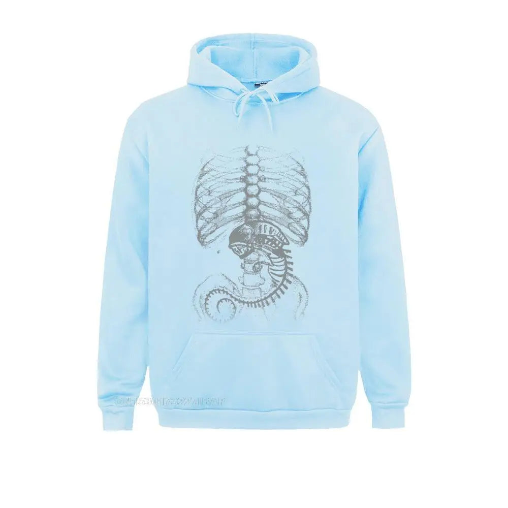 Men's Alien Vs Predator Jacket Alien Bone Covenant Bone Harajuku Hoodies Human Body Embryo X-Ray Sportswear Cotton Plus Size