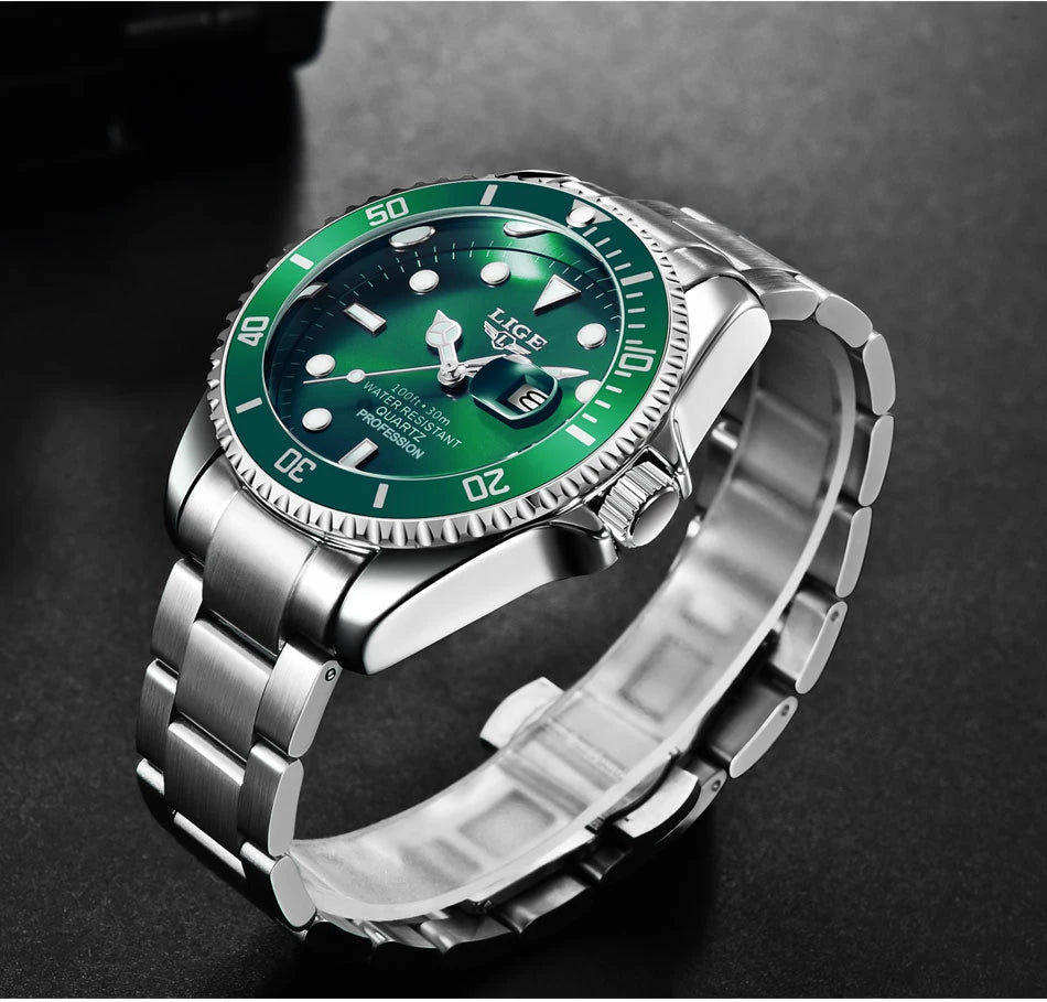 Reloj LIGE Top Brand Luxury Fashion Diver Watch Men Waterproof Date Clock Sport Watches Mens Quartz Wristwatch Relogio Masculino