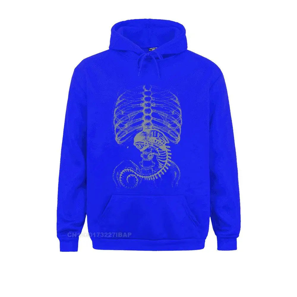 Men's Alien Vs Predator Jacket Alien Bone Covenant Bone Harajuku Hoodies Human Body Embryo X-Ray Sportswear Cotton Plus Size