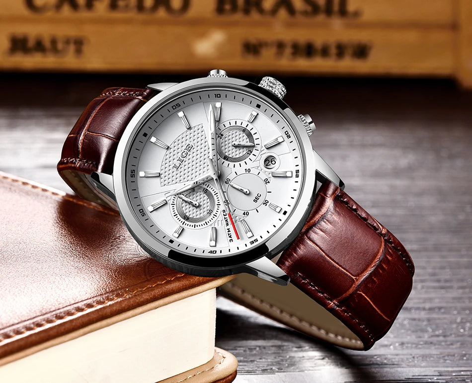 LIGE 2025 Watch Men Fashion Sports Quartz Clocks Mens Watches Top Brand Leather Military Waterproof Date Watch Relogio Masculino