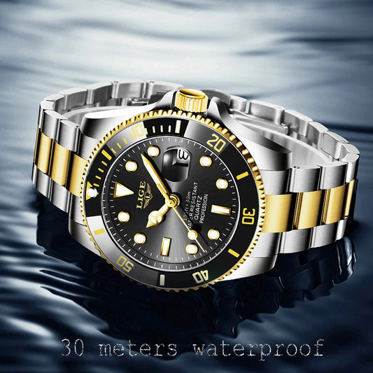 Reloj LIGE Top Brand Luxury Fashion Diver Watch Men Waterproof Date Clock Sport Watches Mens Quartz Wristwatch Relogio Masculino