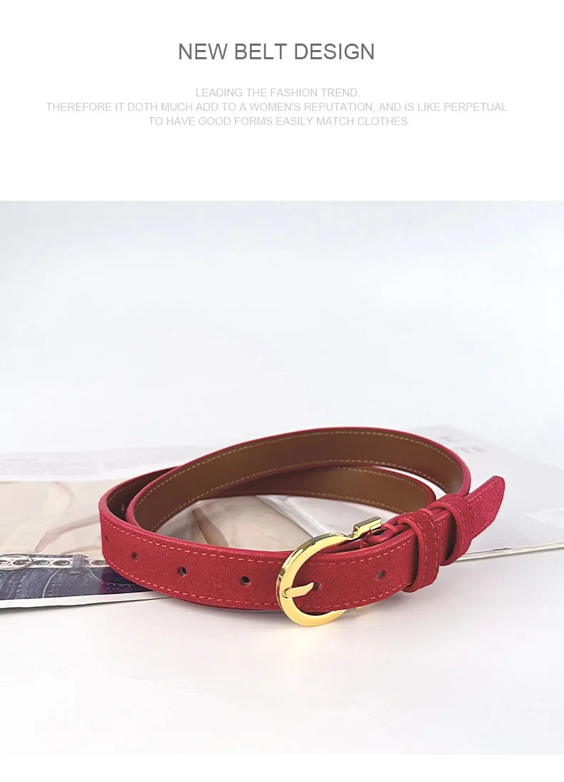 Suede  Real Leather Waist Belt for Women Vintage Simple Design Jeans Belt Strap Cinturones  Cinturones Para Hombre Blue Camel