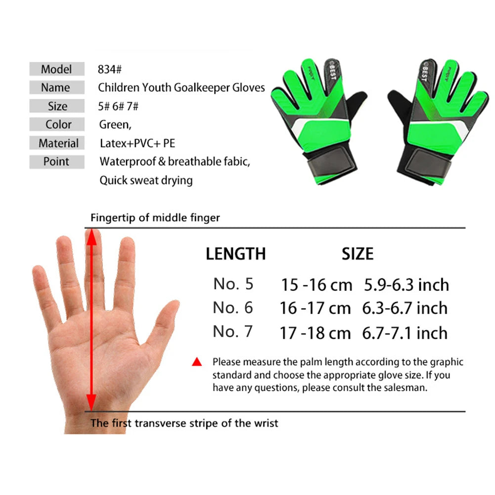 Children's Goalkeeper Gloves Latex Goalkeeper Gloves For Kids Football Goalkeeper Anti-Slip Training Gloves Soccer Goalie Gloves