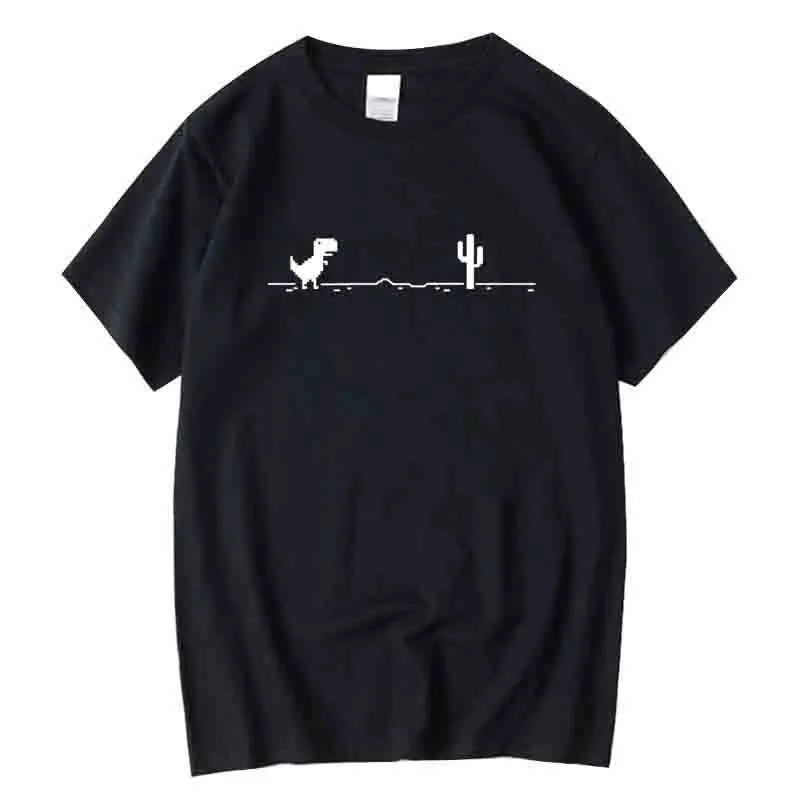 Men's High Quality 100%Cotton Funny Dinosaur Print T Shirt Loose O-neck Summer Cool Men Tshirt Short Sleeve T-shirt Male Tee Top