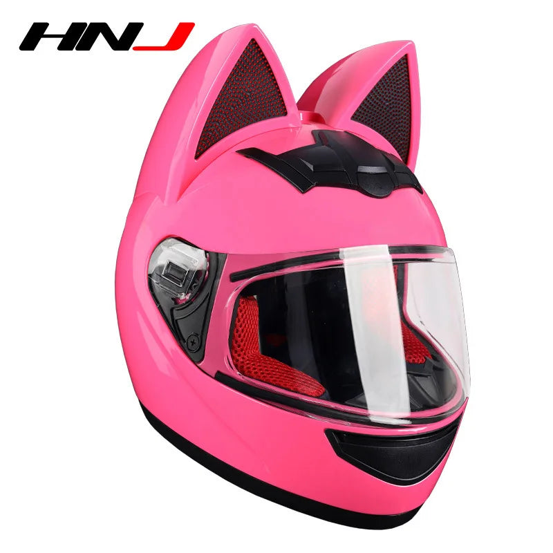2022 Motorcycle Cat Ear Helmet Capacete Casque Full Face Helmet Women Moto Ear Helmets Personality Motorbike Helmet Motocross