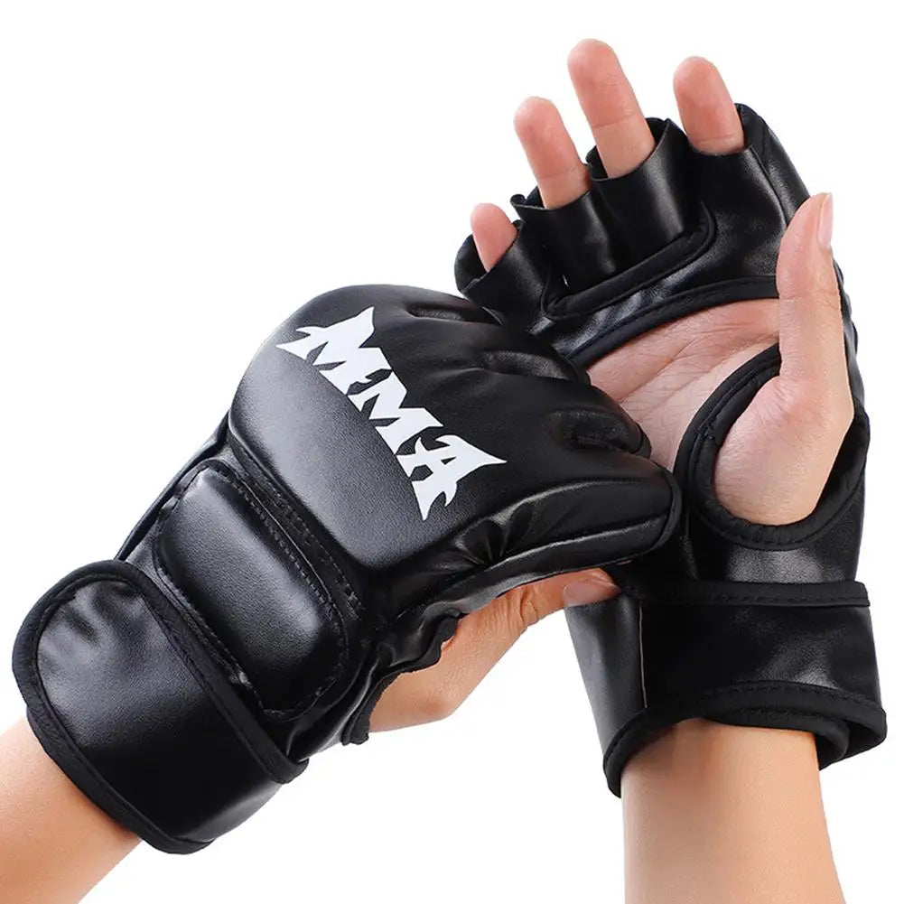 Half Finger PU Leather Boxing Training Gloves Free Fight Kick MMA Fighting Muay Thai Sports Sanda Glove Professional Equipment