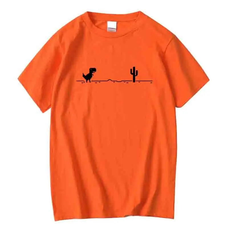 Men's High Quality 100%Cotton Funny Dinosaur Print T Shirt Loose O-neck Summer Cool Men Tshirt Short Sleeve T-shirt Male Tee Top