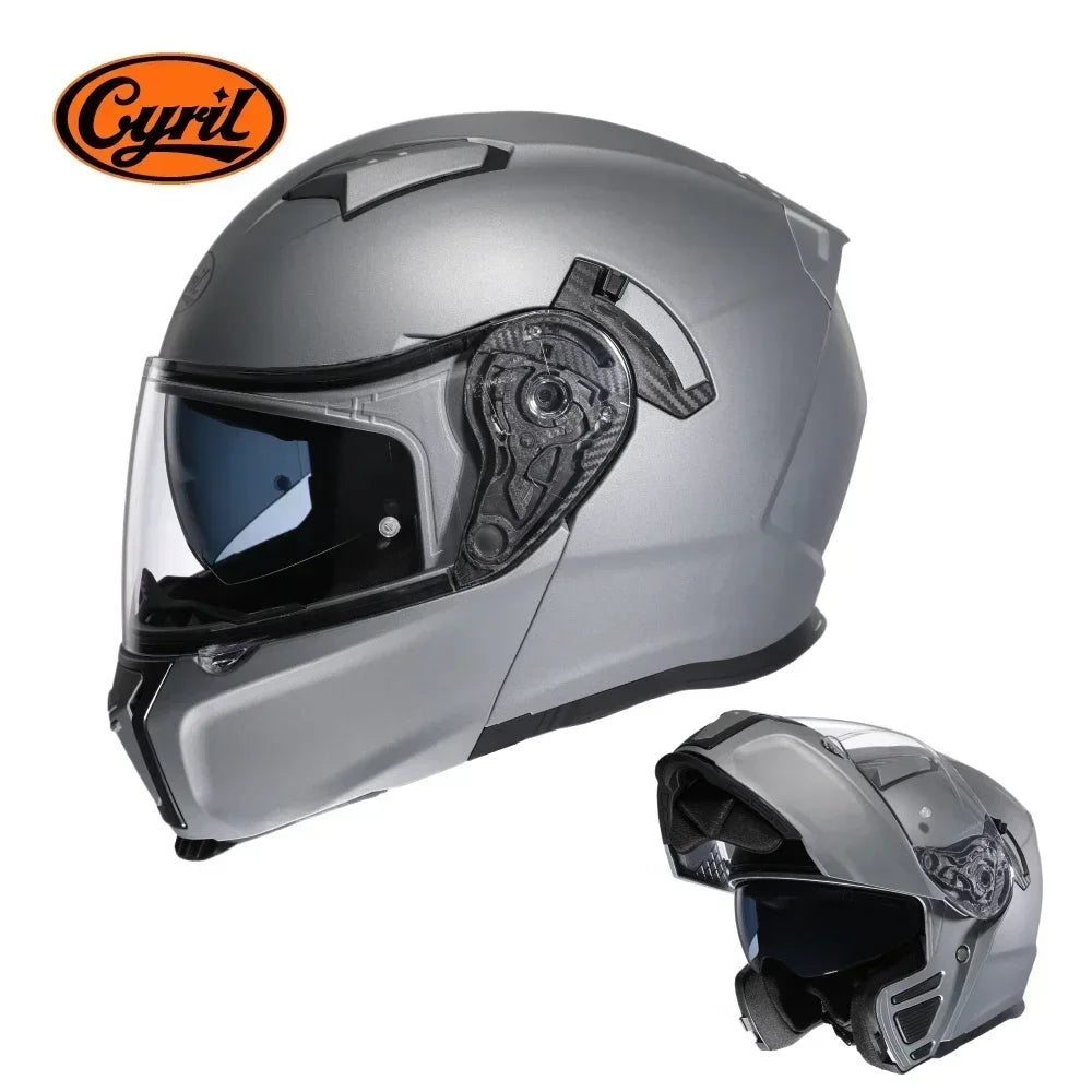 Motorcycle Helmet Dual Visor Modular Flip Up Full Face Helmet for Adult Men Women DOT Approved Casco Moto CYRIL AH121