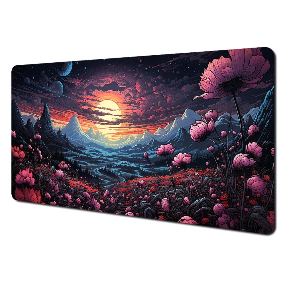 Mysterious Purple Forest large Mouse Pad Desk Mat gaming mats Non-Slip Stitched Edge pc accessories keyboard mousemat office rug