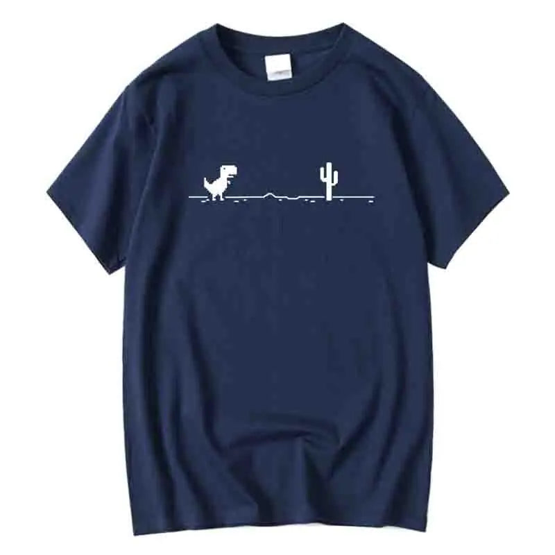 Men's High Quality 100%Cotton Funny Dinosaur Print T Shirt Loose O-neck Summer Cool Men Tshirt Short Sleeve T-shirt Male Tee Top