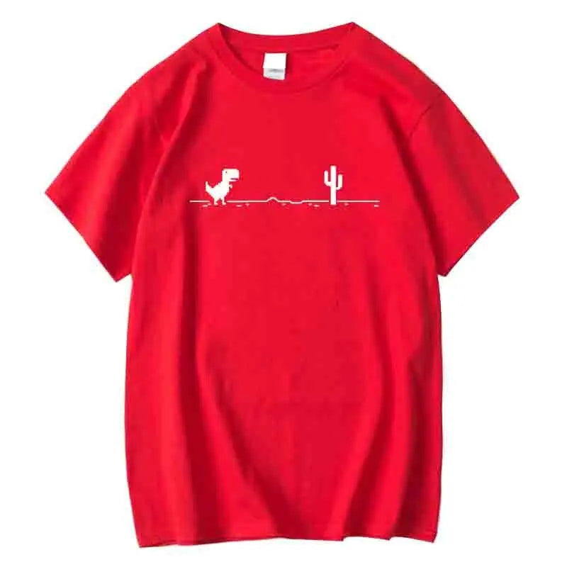 Men's High Quality 100%Cotton Funny Dinosaur Print T Shirt Loose O-neck Summer Cool Men Tshirt Short Sleeve T-shirt Male Tee Top