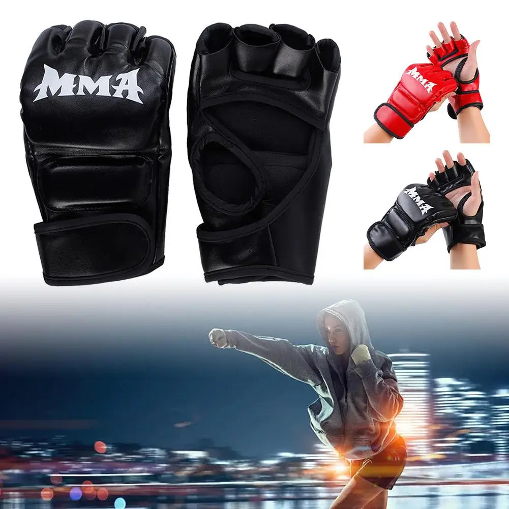 Half Finger PU Leather Boxing Training Gloves Free Fight Kick MMA Fighting Muay Thai Sports Sanda Glove Professional Equipment