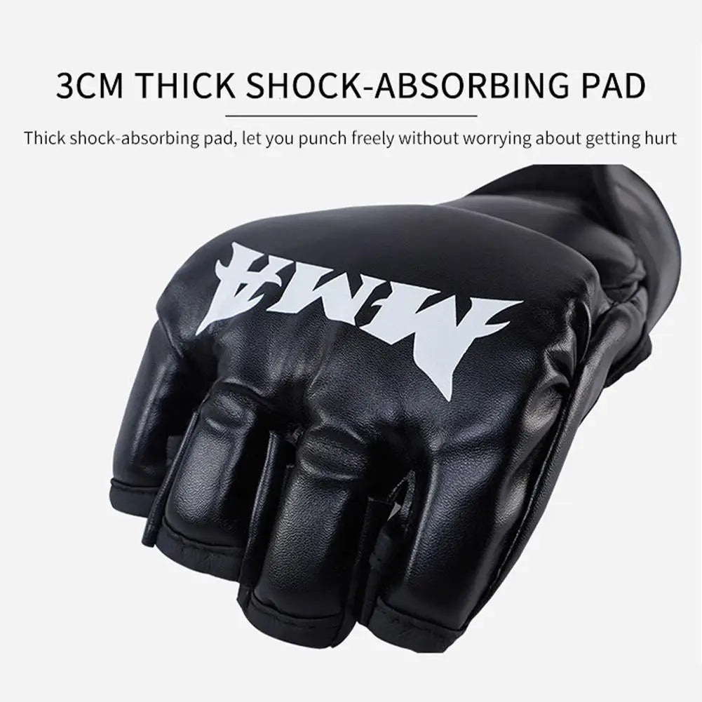 Half Finger PU Leather Boxing Training Gloves Free Fight Kick MMA Fighting Muay Thai Sports Sanda Glove Professional Equipment