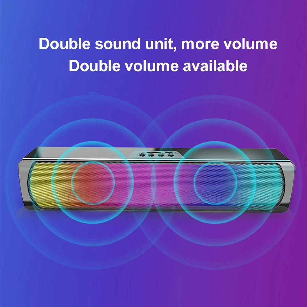 Portable Computer Sound Bar Speakers RGB Bluetooth-Compatible 5.0 Soundbar Stereo Subwoofer PC Sound Bar Loudspeaker for Desktop