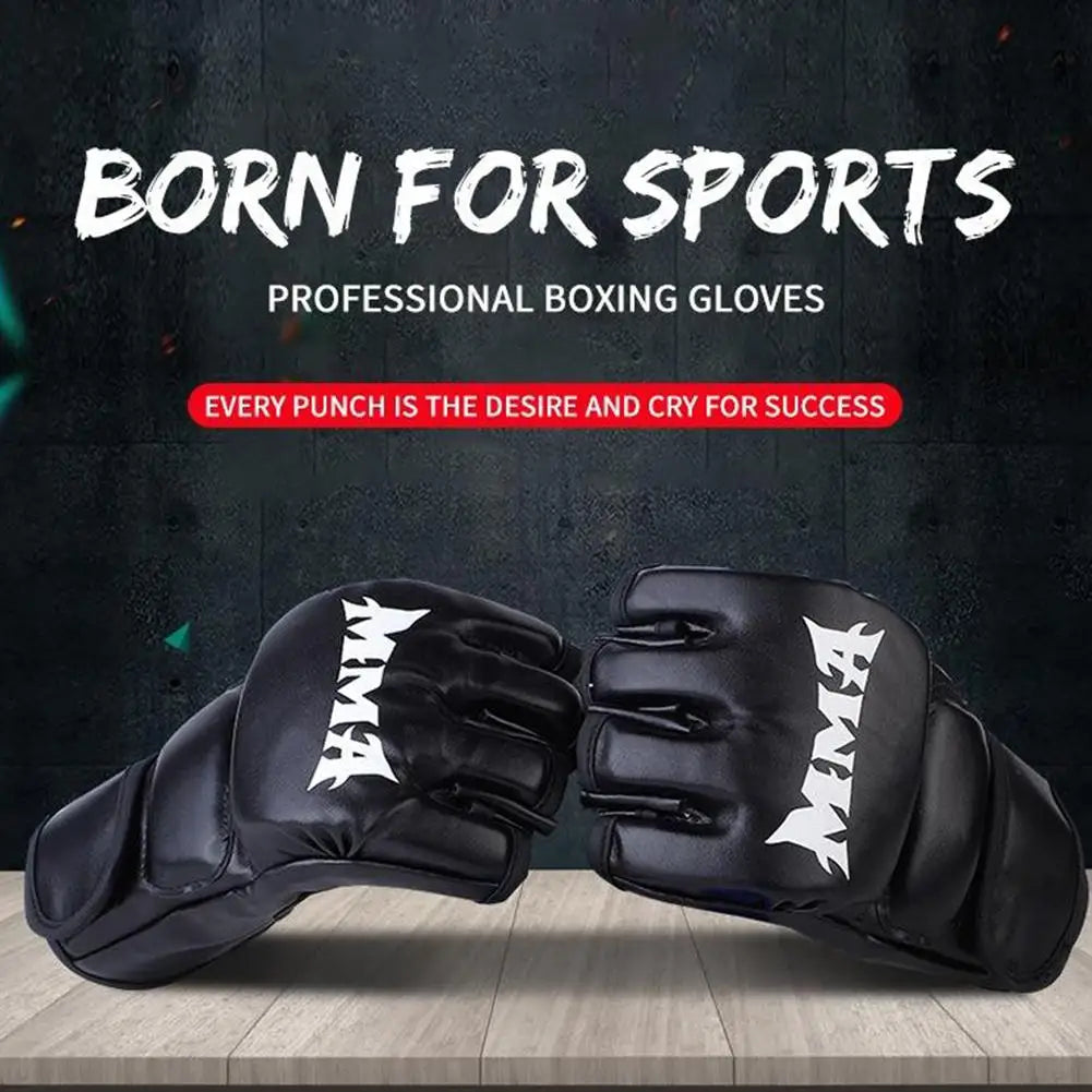 Half Finger PU Leather Boxing Training Gloves Free Fight Kick MMA Fighting Muay Thai Sports Sanda Glove Professional Equipment