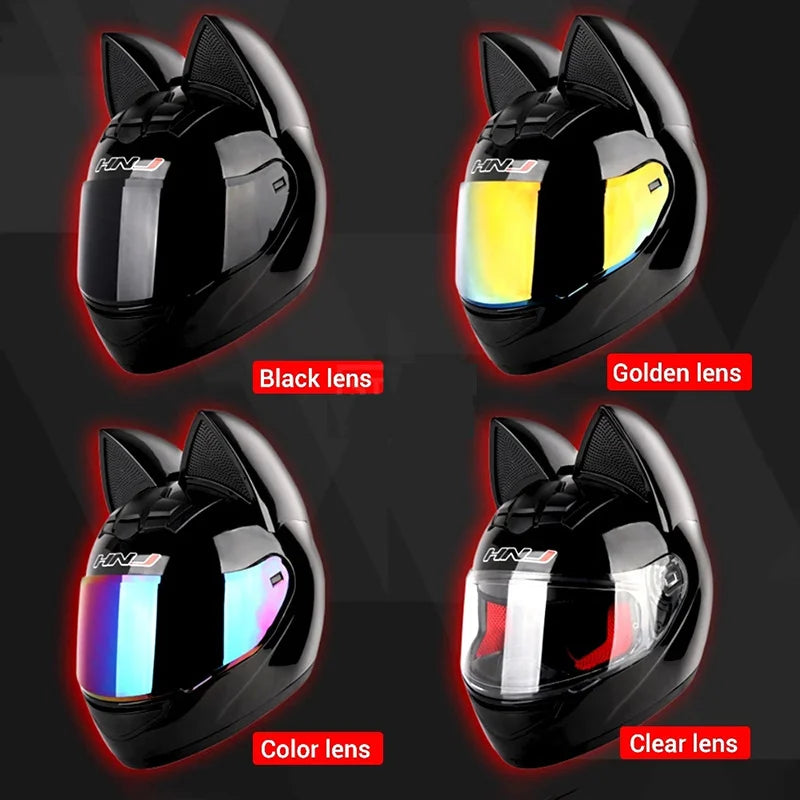2022 Motorcycle Cat Ear Helmet Capacete Casque Full Face Helmet Women Moto Ear Helmets Personality Motorbike Helmet Motocross