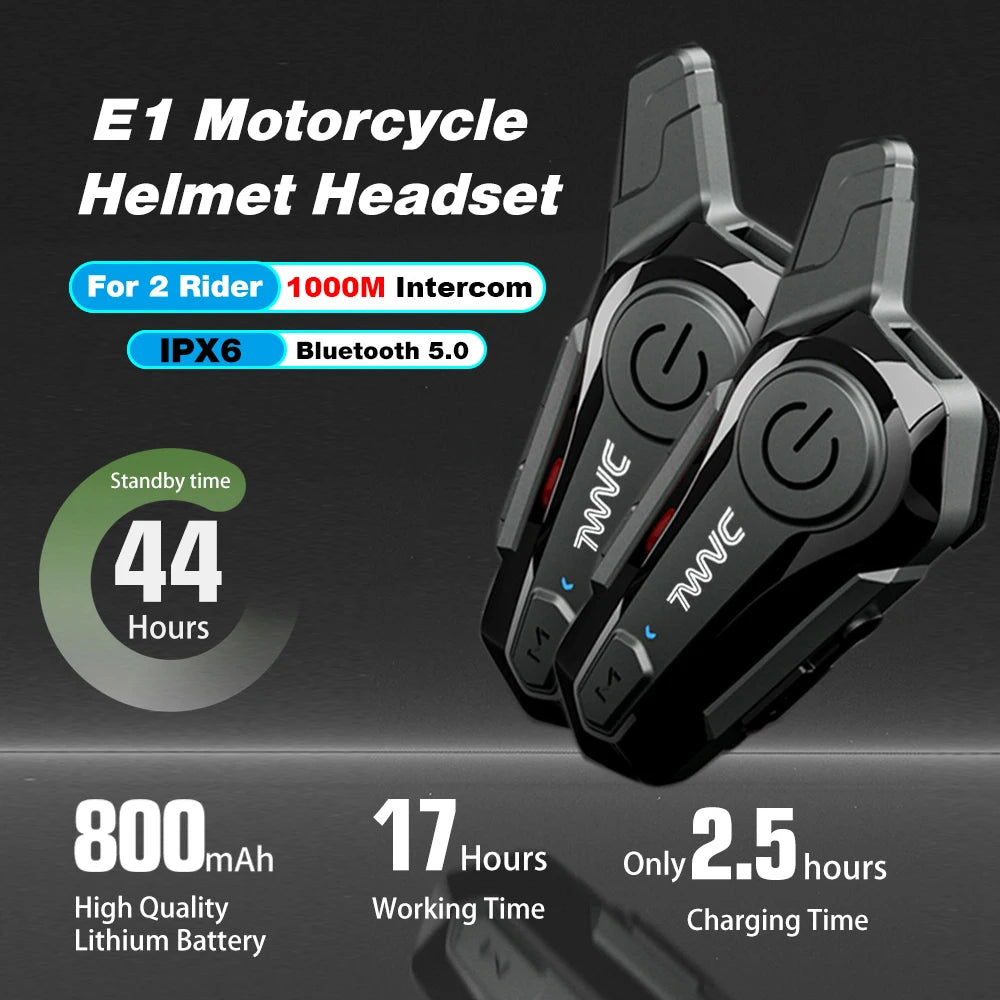 1/2 X1 Bluetooth Motorcycle Helmet Intercom Headset For 2 Rider 1000M intercomunicador Moto Interphone Wireless Handsfree Call