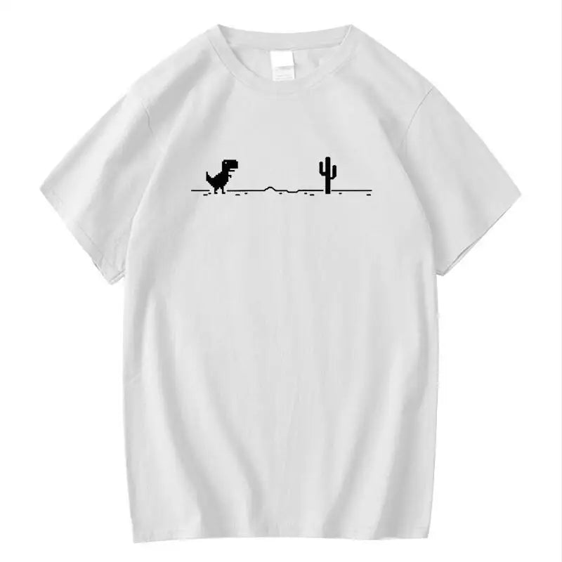 Men's High Quality 100%Cotton Funny Dinosaur Print T Shirt Loose O-neck Summer Cool Men Tshirt Short Sleeve T-shirt Male Tee Top