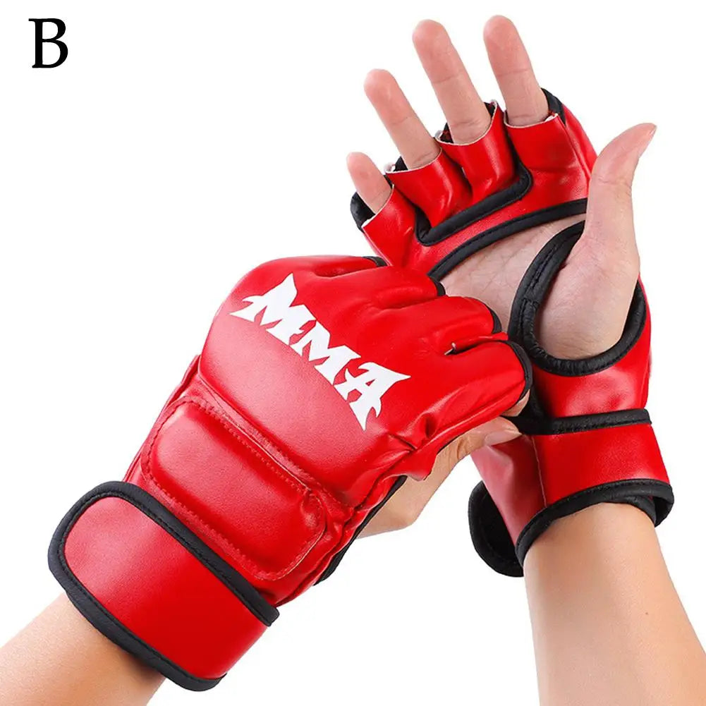 Half Finger PU Leather Boxing Training Gloves Free Fight Kick MMA Fighting Muay Thai Sports Sanda Glove Professional Equipment
