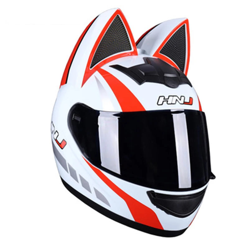 2022 Motorcycle Cat Ear Helmet Capacete Casque Full Face Helmet Women Moto Ear Helmets Personality Motorbike Helmet Motocross