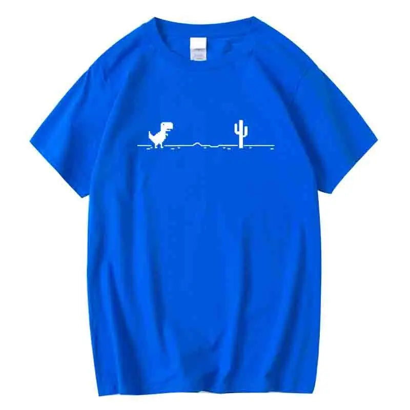 Men's High Quality 100%Cotton Funny Dinosaur Print T Shirt Loose O-neck Summer Cool Men Tshirt Short Sleeve T-shirt Male Tee Top