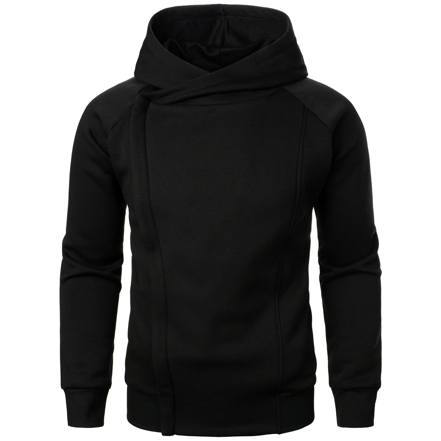 Autumn winter men's solid color hooded top Long sleeve side zipper design hoodie