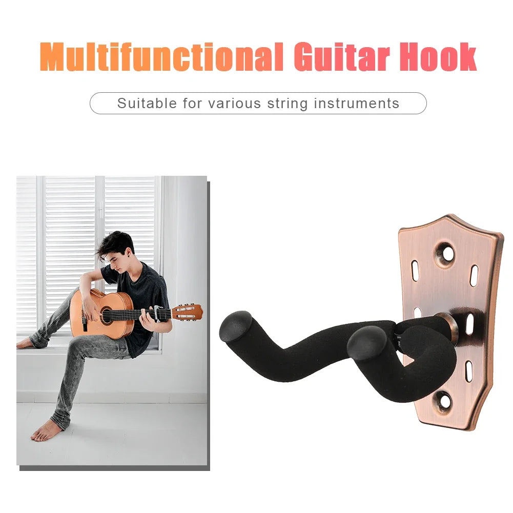 Guitar Holder Hook Metal Acoustic Guitar Hook Holder Stand Non-slip Guitar Hanger Wall Mount for Electric Guitar Bass Ukulele