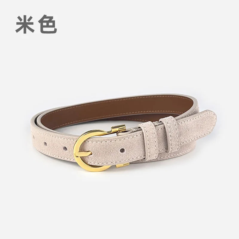 Suede  Real Leather Waist Belt for Women Vintage Simple Design Jeans Belt Strap Cinturones  Cinturones Para Hombre Blue Camel