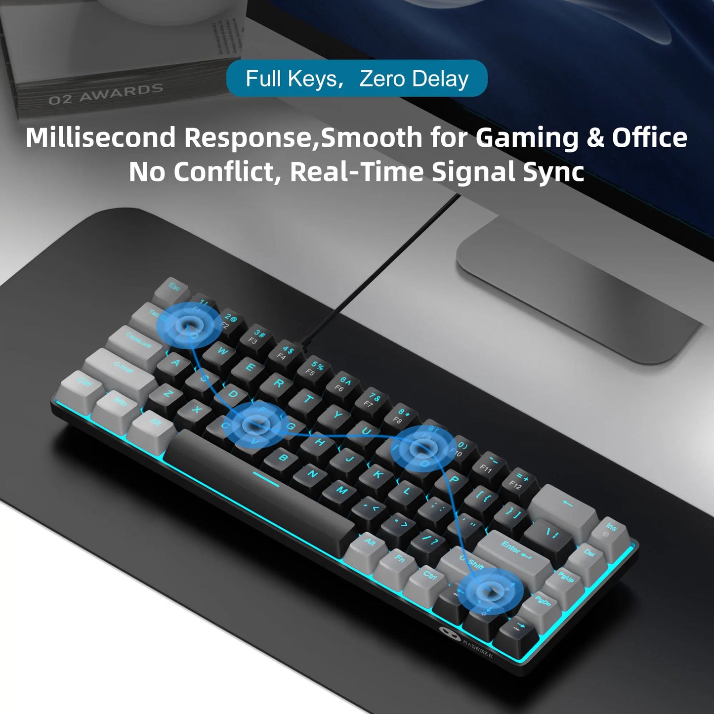 MageGee Portable 60% Mechanical Gaming Keyboard, MK-Box LED Backlit Compact 68 Keys Mini Wired Office Keyboard for Windows PC