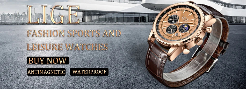 Relogio Masculino LIGE New Men Watch With Full Steel Waterproof Luminous Quartz Watch For Men Fashion Military Date Chronograph