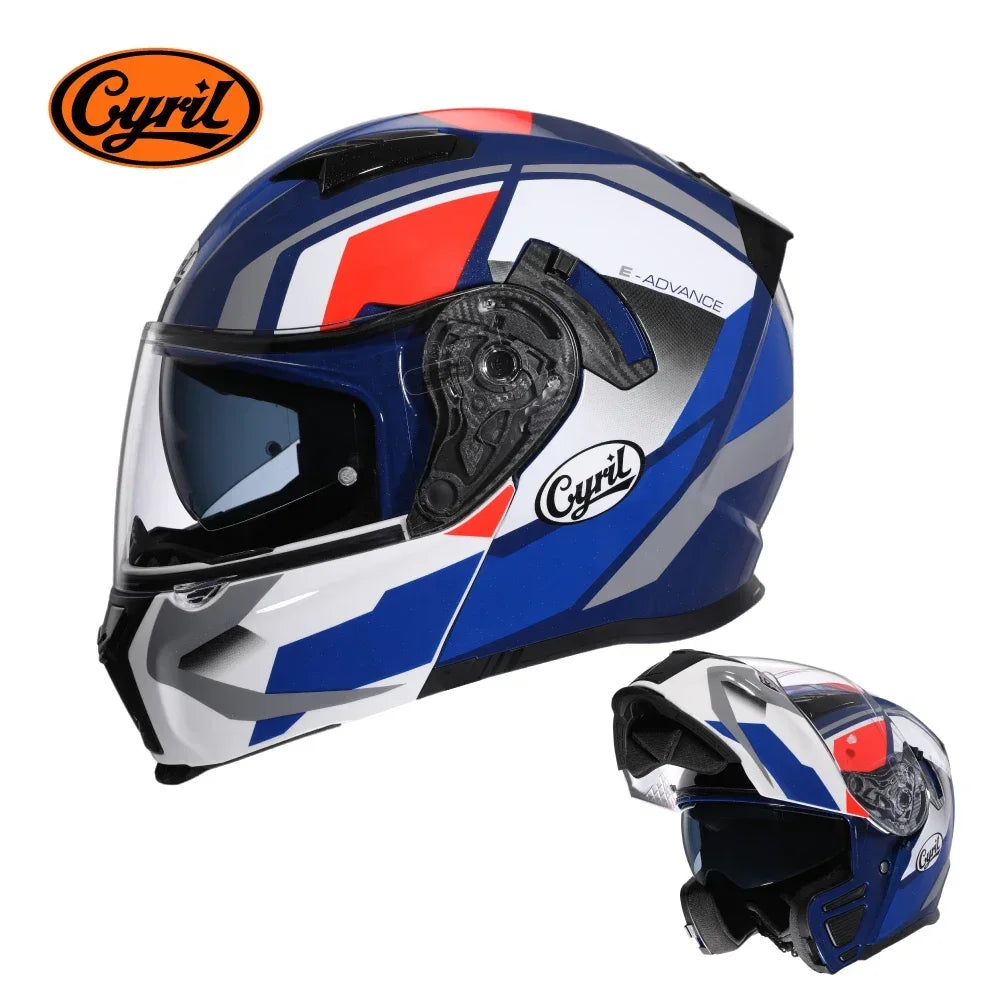 Motorcycle Helmet Dual Visor Modular Flip Up Full Face Helmet for Adult Men Women DOT Approved Casco Moto CYRIL AH121
