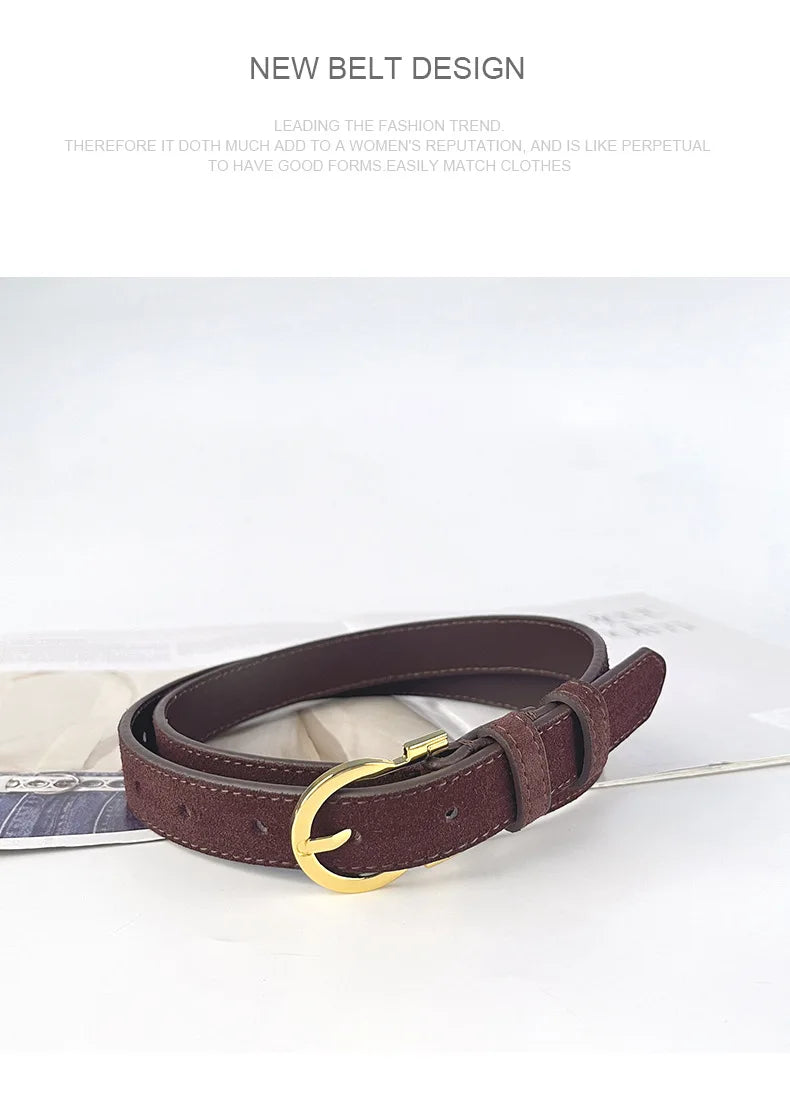 Suede  Real Leather Waist Belt for Women Vintage Simple Design Jeans Belt Strap Cinturones  Cinturones Para Hombre Blue Camel