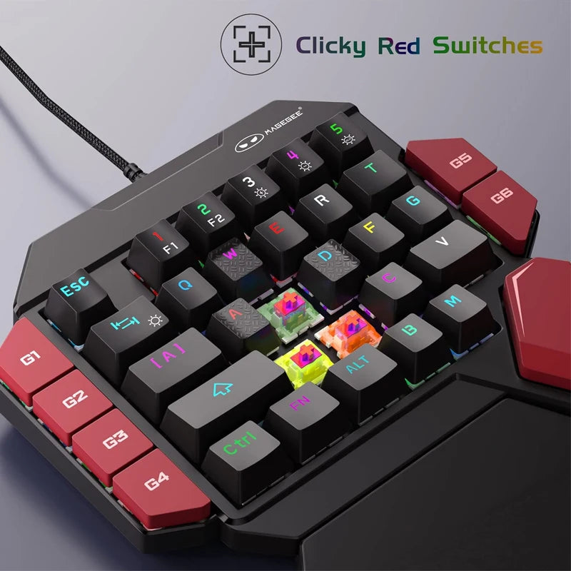 MageGee One-Handed Mini Mechanical Gaming Keyboard – 35 Keys, Hot-Swappable, Backlit, Wired for PC　Laptop　Desktop