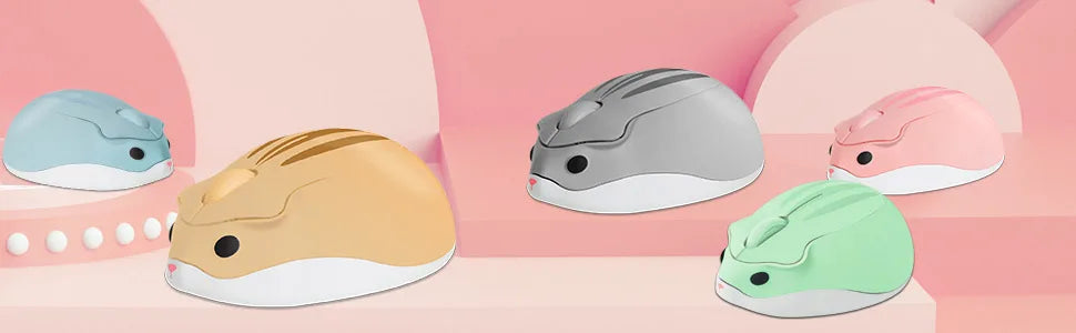 Wireless 2.4G Mouse Cute Hamster Appearance Mause Mute Button Light Weight Portable Mice Compatible Office Use Kid' Toy