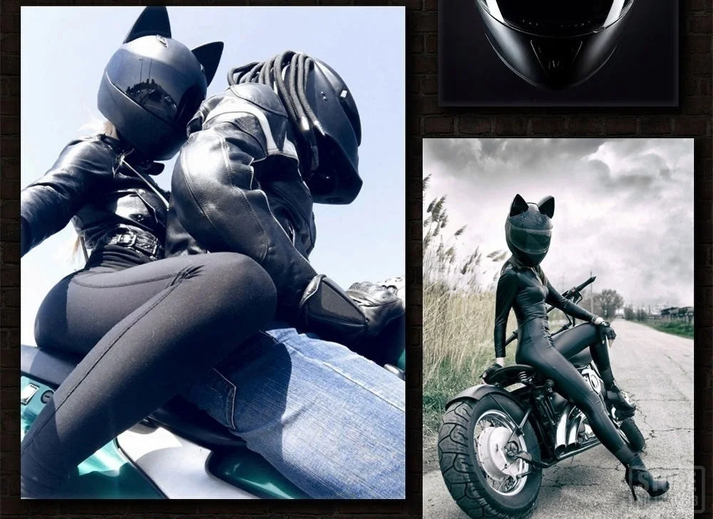 2022 Motorcycle Cat Ear Helmet Capacete Casque Full Face Helmet Women Moto Ear Helmets Personality Motorbike Helmet Motocross