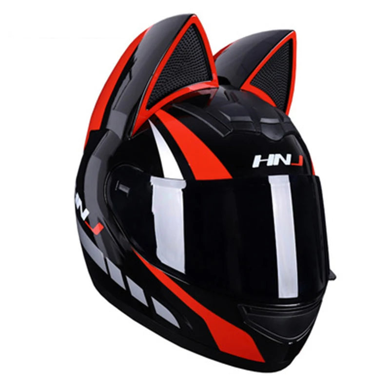 2022 Motorcycle Cat Ear Helmet Capacete Casque Full Face Helmet Women Moto Ear Helmets Personality Motorbike Helmet Motocross