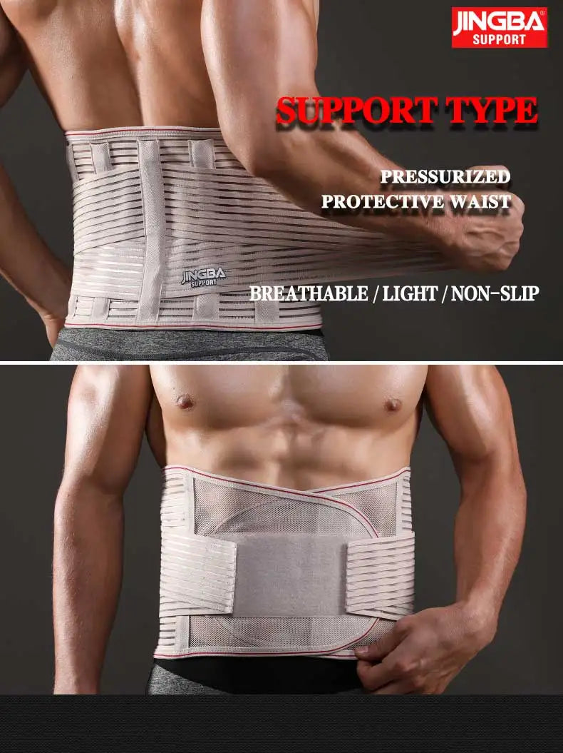 JINGBA SUPPORT Orthopedic Corset Back Support Belt Men Back Brace Belt Fajas Lumbares Ortopedicas Protection Spine Support Belt