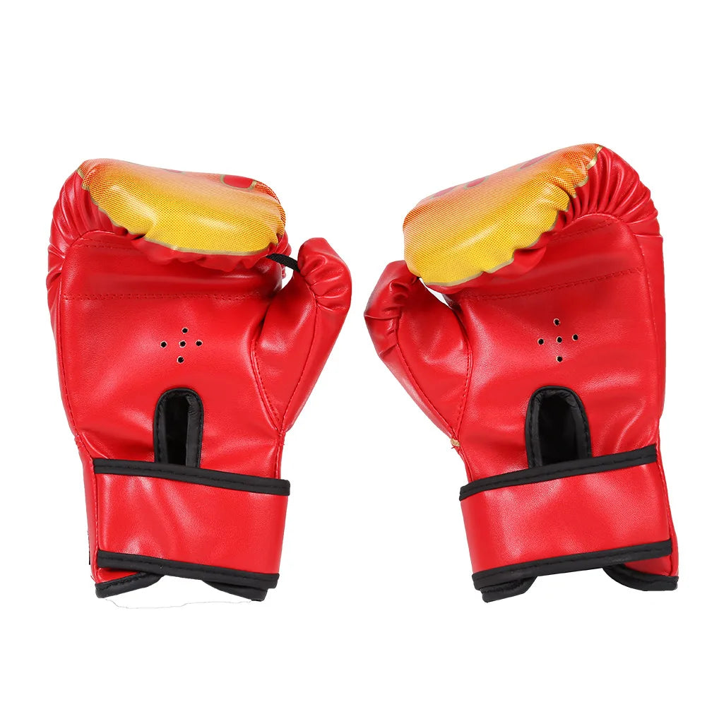 2Pcs Kids Boxing Gloves Children Punch Training Sparring Kickboxing Fighting Fitness Mitts Hitting Hand Protector Blue Black Red