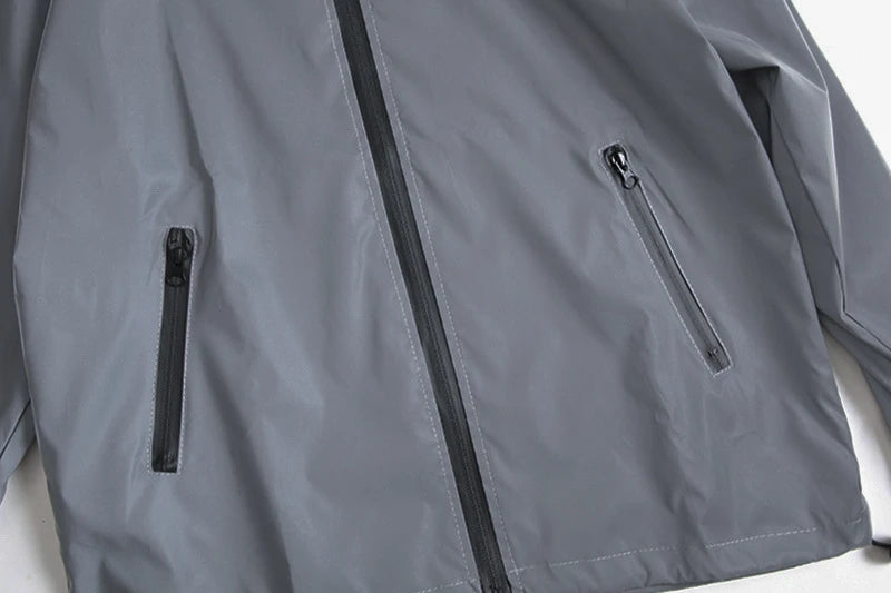 Night Reflective Clothes Spring New Men's Hooded Jacket Outdoor Run Casual Windproof Coat Couples Hip-hop Streetwear S-5XL