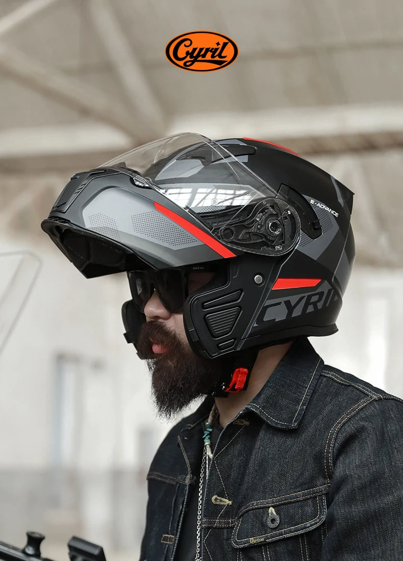 Motorcycle Helmet Dual Visor Modular Flip Up Full Face Helmet for Adult Men Women DOT Approved Casco Moto CYRIL AH121