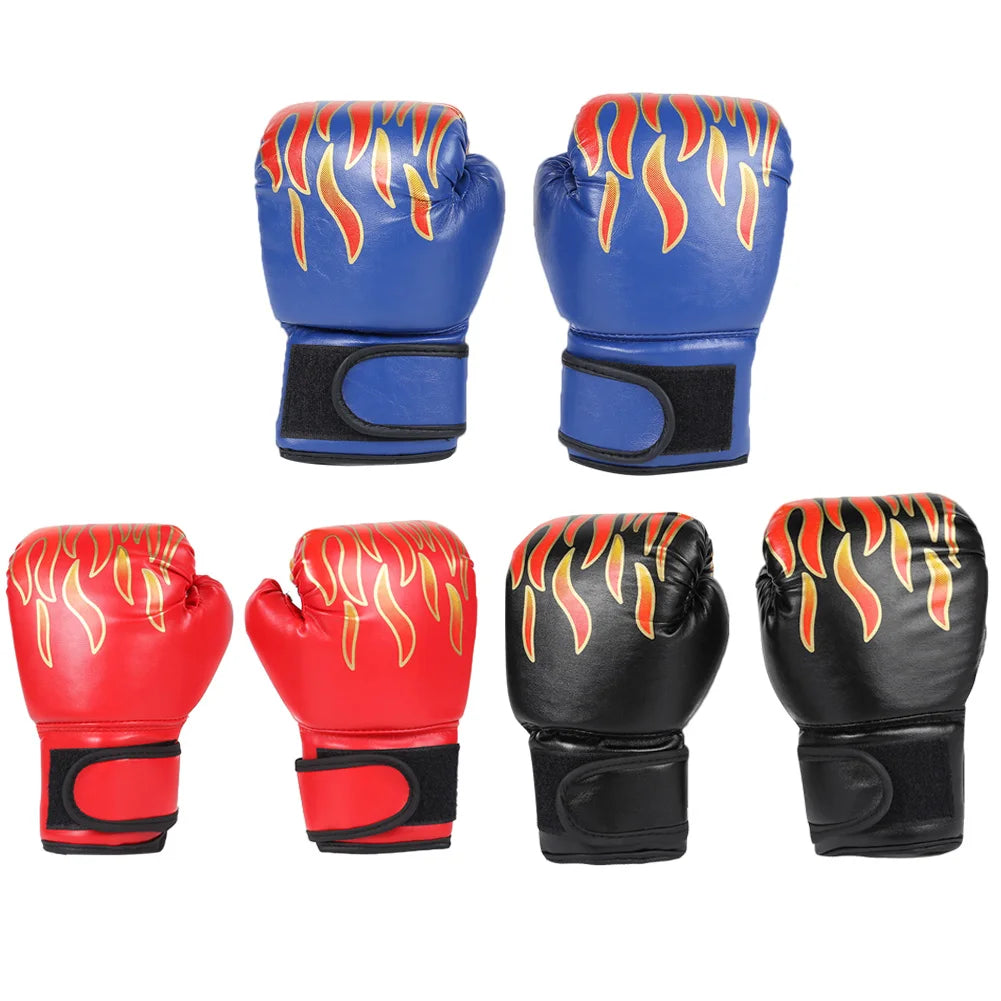 2Pcs Kids Boxing Gloves Children Punch Training Sparring Kickboxing Fighting Fitness Mitts Hitting Hand Protector Blue Black Red