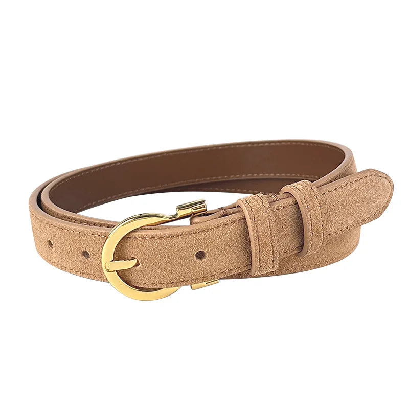 Suede  Real Leather Waist Belt for Women Vintage Simple Design Jeans Belt Strap Cinturones  Cinturones Para Hombre Blue Camel