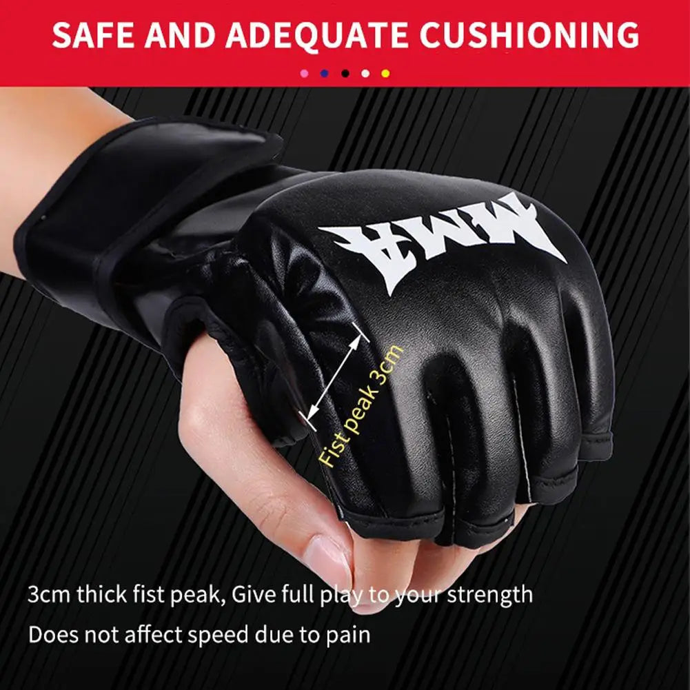 Half Finger PU Leather Boxing Training Gloves Free Fight Kick MMA Fighting Muay Thai Sports Sanda Glove Professional Equipment