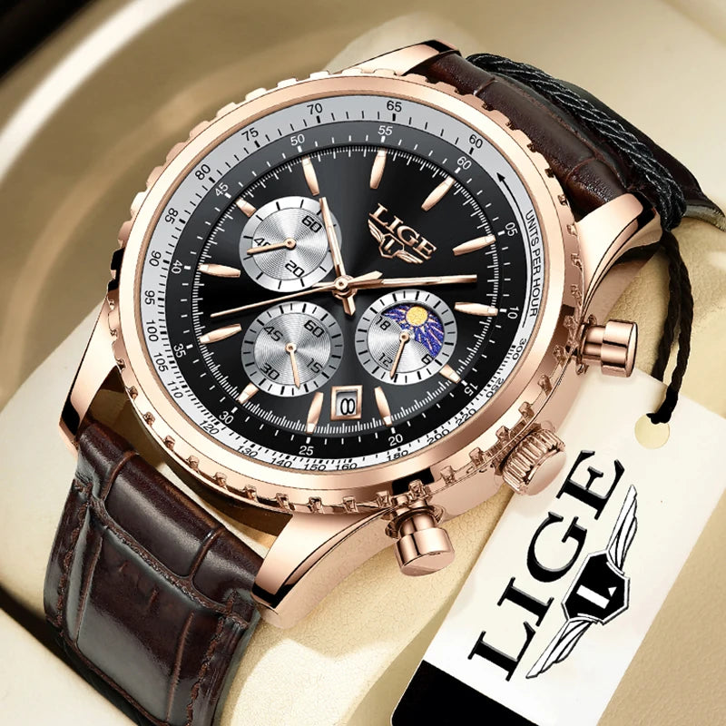 Relogio Masculino LIGE New Men Watch With Full Steel Waterproof Luminous Quartz Watch For Men Fashion Military Date Chronograph